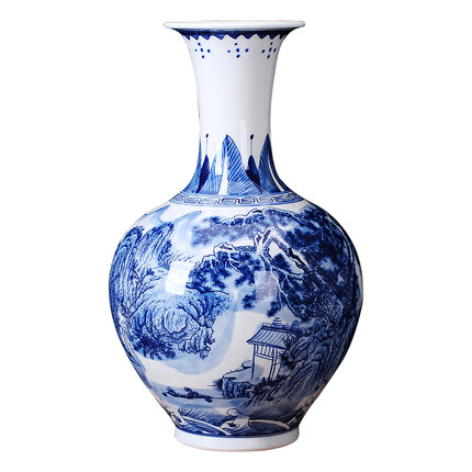 Jahrriesnge porcelain of blue landscape painting vase cna0049 