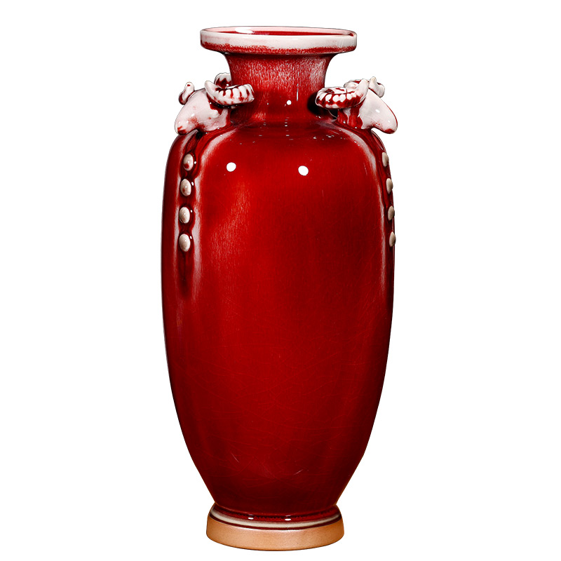 Jahrriesnge porcelain of red ice crack vase cna0058 