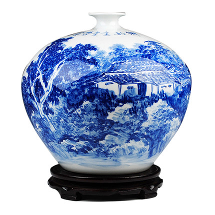 Jahrriesnge porcelain of Hand blue white landscape painting vase cna0062 