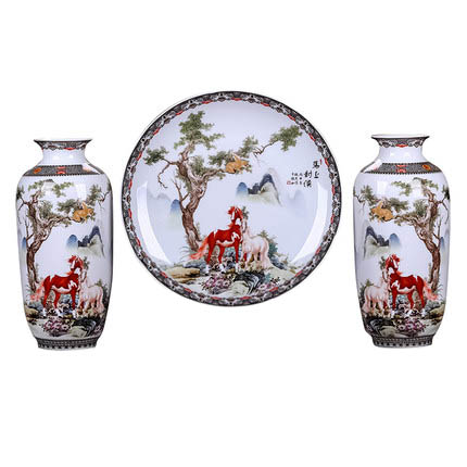 Jahrriesnge porcelain of vase set three pieces cna0566 