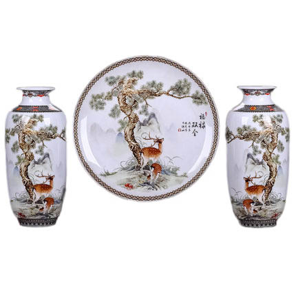 Jahrriesnge porcelain of vase set three pieces cna0567 