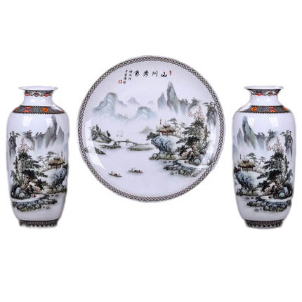 Jahrriesnge porcelain of vase set three pieces cna0571 