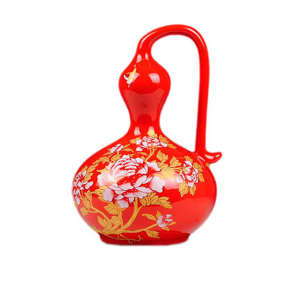 Jahrriesnge porcelain of red peony gourd vase cna0686 