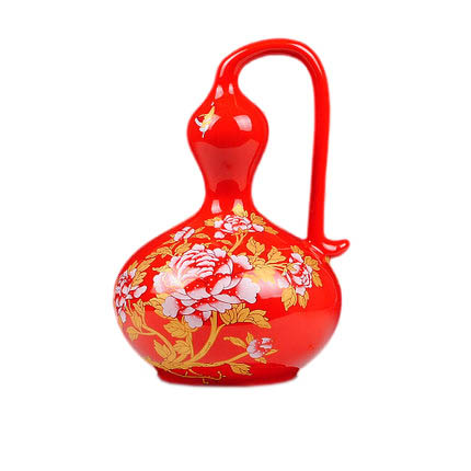 Jahrriesnge porcelain of red peony gourd vase cna0688 