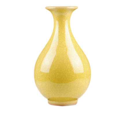 Jahrriesnge porcelain of yellow ice cube cracked gourd vase cna0734 