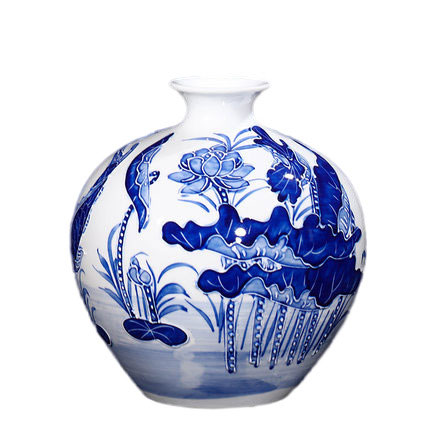 Jahrriesnge porcelain of relief lotus vase cna0904 