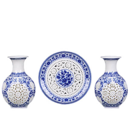 Jahrriesnge porcelain of hollow  vase set 3 pcs cna0907 