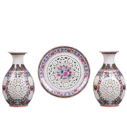 Jahrriesnge porcelain of hollow  vase set 3 pcs cna0909 