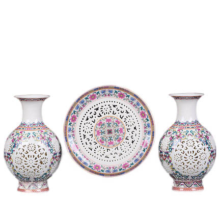 Jahrriesnge porcelain of hollow  vase set 3 pcs cna0912 