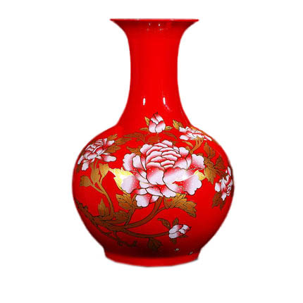 Jahrriesnge porcelain of red peony flower vase cna0922 