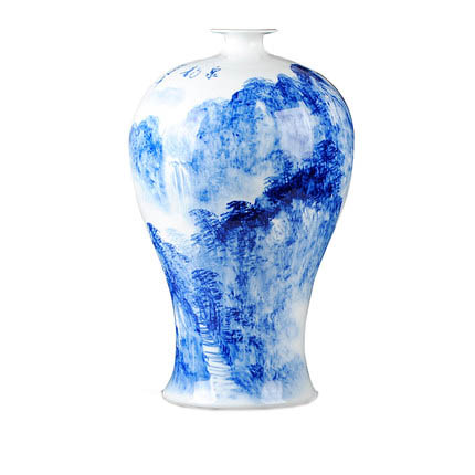 Jahrriesnge porcelain of landscape painting vase cna1001 