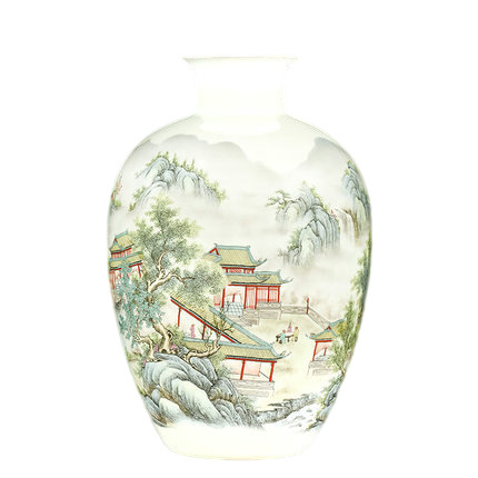 Jahrriesnge porcelain of colorful landscape vase cna1007 