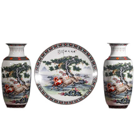 Jahrriesnge porcelain of horses vase set 3pcs cna1045 