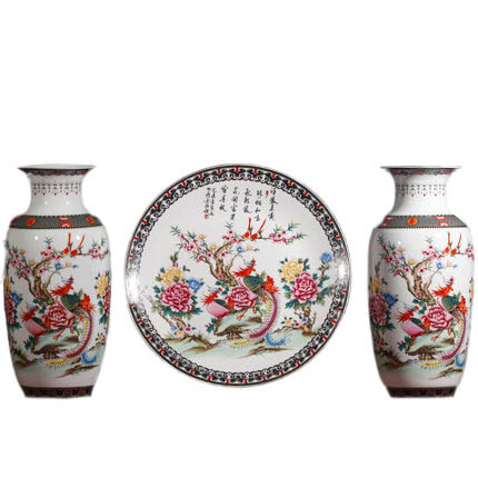 Jahrriesnge porcelain of snow scene vase set 3pcs cna1049 