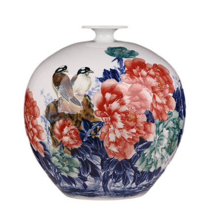 Jahrriesnge porcelain of flowers and birds vase cna1109 