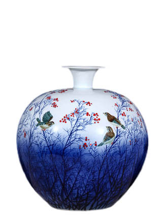 Jahrriesnge porcelain of flowers and birds vase cna1114 