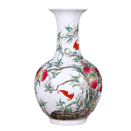 Jahrriesnge porcelain of nine peach illustration vase cna1127 