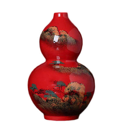 Jahrriesnge porcelain of red landscape vase cna1353 