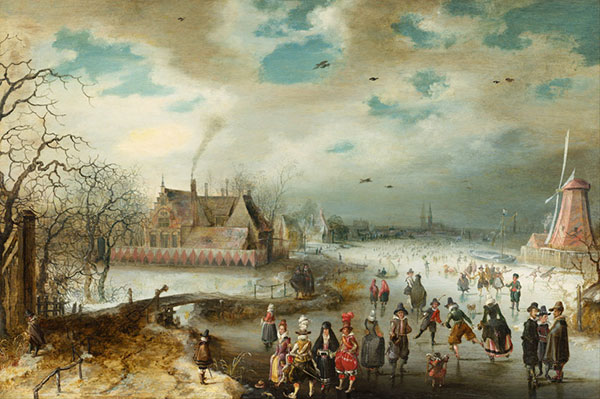 JAHRRIESNGE Landscape of Skating-on-the-Frozen-Amstel-River-lpf00975 