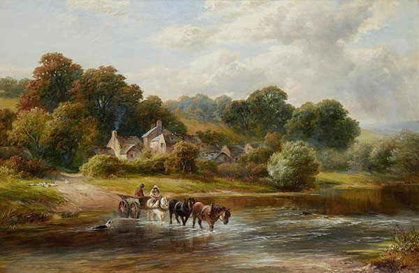 Jahrriesnge Landscape of horse-crossing-the-river-lpf01420 