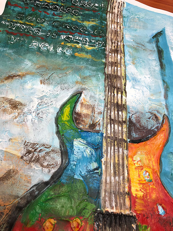 JAHRRIESNGE Oil Painting of guitar-lpg0005 