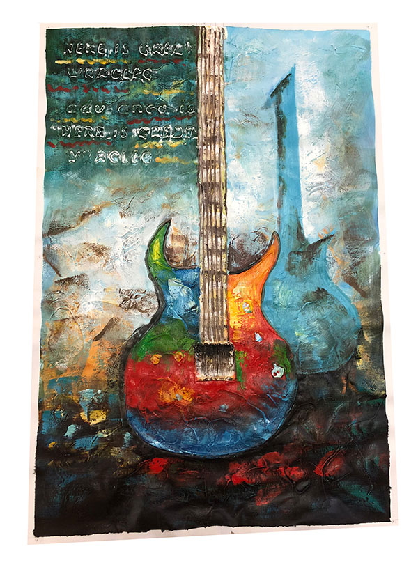 Jahrriesnge Oil Painting of guitar-lpg0010 