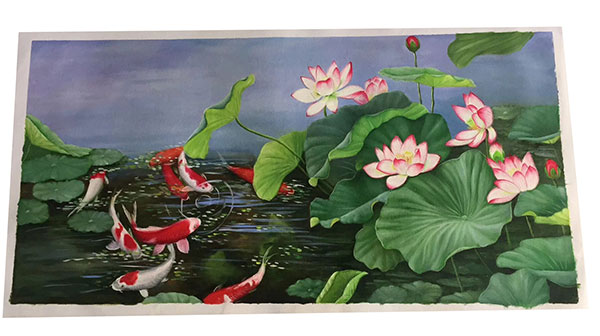 Jahrriesnge Oil Painting of lotus-lpg0376 