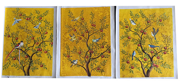 JAHRRIESNGE Oil Painting of birds-in-golden-tree-lpg0384 