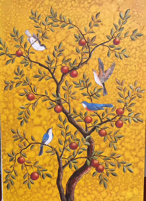 JAHRRIESNGE Oil Painting of birds-in-the-tree-lpg0387 