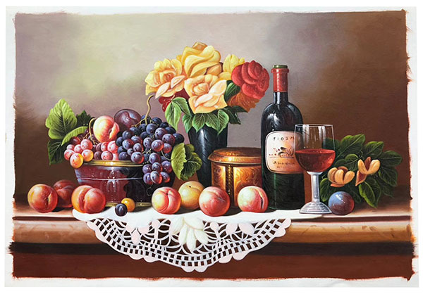 JAHRRIESNGE Oil Painting of fruit-wine-lpg0391 