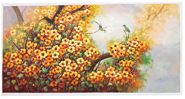 JAHRRIESNGE Oil Painting of yellow-flower-lpg0393 