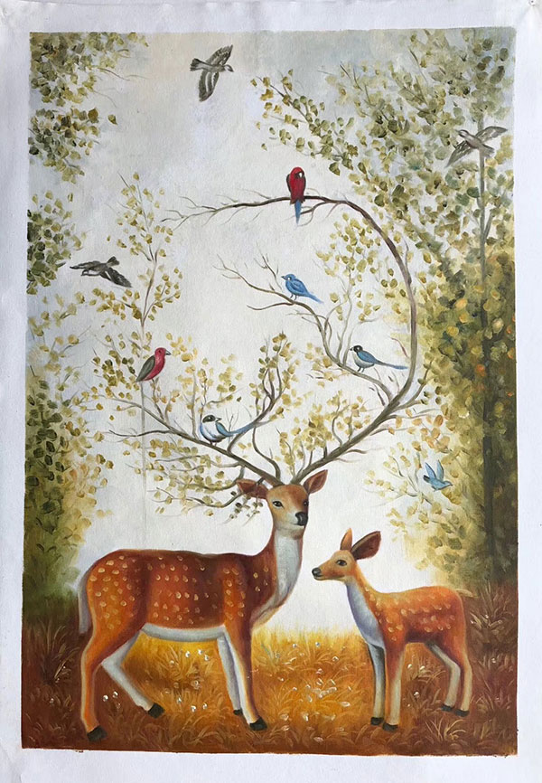 Jahrriesnge Animals of deers and birds lpg2685 