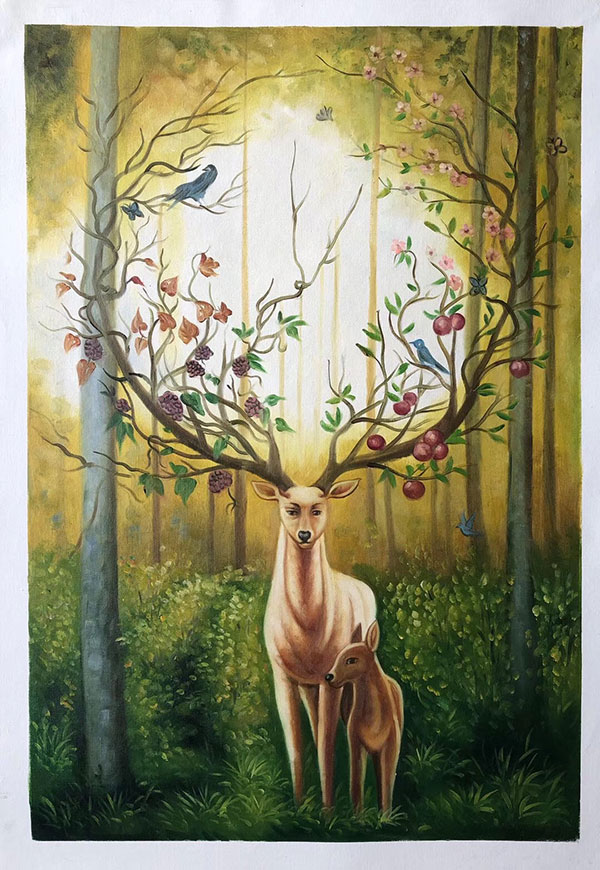 Jahrriesnge Animals of deers and birds lpg2687 